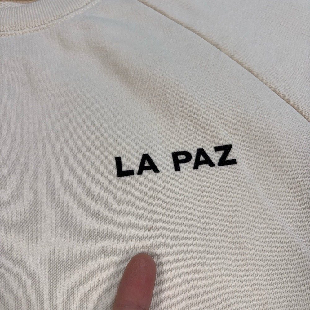 La Paz Cunha Vague Sweatshirt Men's L Off-White Spellout Graphic 100% Cotton - Picture 11 of 16